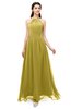ColsBM Irene Golden Olive Bridesmaid Dresses Sleeveless Halter Criss-cross Straps Sexy A-line Sash