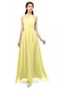 ColsBM Irene Pastel Yellow Bridesmaid Dresses Sleeveless Halter Criss-cross Straps Sexy A-line Sash