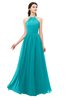 ColsBM Irene Peacock Blue Bridesmaid Dresses Sleeveless Halter Criss-cross Straps Sexy A-line Sash
