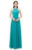 ColsBM Irene Peacock Blue Bridesmaid Dresses Sleeveless Halter Criss-cross Straps Sexy A-line Sash