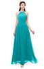 ColsBM Irene Peacock Blue Bridesmaid Dresses Sleeveless Halter Criss-cross Straps Sexy A-line Sash