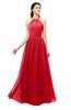 ColsBM Irene Red Bridesmaid Dresses Sleeveless Halter Criss-cross Straps Sexy A-line Sash