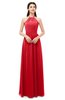 ColsBM Irene Red Bridesmaid Dresses Sleeveless Halter Criss-cross Straps Sexy A-line Sash