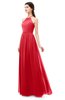 ColsBM Irene Red Bridesmaid Dresses Sleeveless Halter Criss-cross Straps Sexy A-line Sash