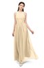 ColsBM Astrid Apricot Gelato Bridesmaid Dresses A-line Ruching Sheer Floor Length Zipper Mature