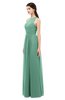 ColsBM Astrid Beryl Green Bridesmaid Dresses A-line Ruching Sheer Floor Length Zipper Mature