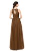 ColsBM Astrid Brown Bridesmaid Dresses A-line Ruching Sheer Floor Length Zipper Mature
