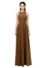 ColsBM Astrid Brown Bridesmaid Dresses A-line Ruching Sheer Floor Length Zipper Mature