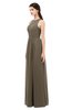 ColsBM Astrid Carafe Brown Bridesmaid Dresses A-line Ruching Sheer Floor Length Zipper Mature