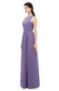 ColsBM Astrid Chalk Violet Bridesmaid Dresses A-line Ruching Sheer Floor Length Zipper Mature