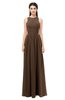 ColsBM Astrid Chocolate Brown Bridesmaid Dresses A-line Ruching Sheer Floor Length Zipper Mature