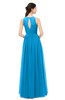 ColsBM Astrid Cornflower Blue Bridesmaid Dresses A-line Ruching Sheer Floor Length Zipper Mature