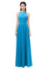 ColsBM Astrid Cornflower Blue Bridesmaid Dresses A-line Ruching Sheer Floor Length Zipper Mature