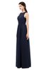 ColsBM Astrid Dark Sapphire Bridesmaid Dresses A-line Ruching Sheer Floor Length Zipper Mature