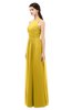 ColsBM Astrid Lemon Curry Bridesmaid Dresses A-line Ruching Sheer Floor Length Zipper Mature