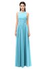 ColsBM Astrid Light Blue Bridesmaid Dresses A-line Ruching Sheer Floor Length Zipper Mature