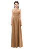 ColsBM Astrid Light Brown Bridesmaid Dresses A-line Ruching Sheer Floor Length Zipper Mature