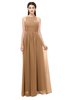 ColsBM Astrid Light Brown Bridesmaid Dresses A-line Ruching Sheer Floor Length Zipper Mature