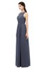 ColsBM Astrid Nightshadow Blue Bridesmaid Dresses A-line Ruching Sheer Floor Length Zipper Mature