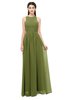 ColsBM Astrid Olive Green Bridesmaid Dresses A-line Ruching Sheer Floor Length Zipper Mature