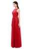 ColsBM Astrid Red Bridesmaid Dresses A-line Ruching Sheer Floor Length Zipper Mature