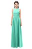 ColsBM Astrid Seafoam Green Bridesmaid Dresses A-line Ruching Sheer Floor Length Zipper Mature