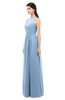 ColsBM Astrid Sky Blue Bridesmaid Dresses A-line Ruching Sheer Floor Length Zipper Mature