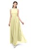 ColsBM Astrid Soft Yellow Bridesmaid Dresses A-line Ruching Sheer Floor Length Zipper Mature