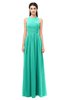 ColsBM Astrid Viridian Green Bridesmaid Dresses A-line Ruching Sheer Floor Length Zipper Mature
