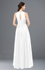 ColsBM Astrid White Bridesmaid Dresses A-line Ruching Sheer Floor Length Zipper Mature