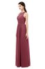 ColsBM Astrid Wine Bridesmaid Dresses A-line Ruching Sheer Floor Length Zipper Mature