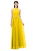 ColsBM Astrid Yellow Bridesmaid Dresses A-line Ruching Sheer Floor Length Zipper Mature