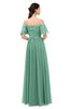 ColsBM Ingrid Beryl Green Bridesmaid Dresses Half Backless Glamorous A-line Strapless Short Sleeve Pleated