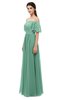 ColsBM Ingrid Beryl Green Bridesmaid Dresses Half Backless Glamorous A-line Strapless Short Sleeve Pleated