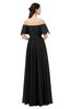 ColsBM Ingrid Black Bridesmaid Dresses Half Backless Glamorous A-line Strapless Short Sleeve Pleated