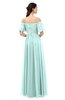 ColsBM Ingrid Blue Glass Bridesmaid Dresses Half Backless Glamorous A-line Strapless Short Sleeve Pleated