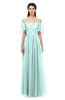 ColsBM Ingrid Blue Glass Bridesmaid Dresses Half Backless Glamorous A-line Strapless Short Sleeve Pleated