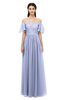 ColsBM Ingrid Blue Heron Bridesmaid Dresses Half Backless Glamorous A-line Strapless Short Sleeve Pleated