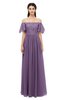 ColsBM Ingrid Chinese Violet Bridesmaid Dresses Half Backless Glamorous A-line Strapless Short Sleeve Pleated