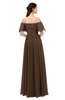 ColsBM Ingrid Chocolate Brown Bridesmaid Dresses Half Backless Glamorous A-line Strapless Short Sleeve Pleated