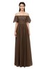 ColsBM Ingrid Chocolate Brown Bridesmaid Dresses Half Backless Glamorous A-line Strapless Short Sleeve Pleated
