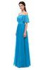 ColsBM Ingrid Cornflower Blue Bridesmaid Dresses Half Backless Glamorous A-line Strapless Short Sleeve Pleated