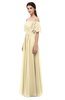 ColsBM Ingrid Cornhusk Bridesmaid Dresses Half Backless Glamorous A-line Strapless Short Sleeve Pleated