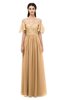 ColsBM Ingrid Desert Mist Bridesmaid Dresses Half Backless Glamorous A-line Strapless Short Sleeve Pleated