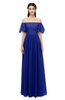 ColsBM Ingrid Electric Blue Bridesmaid Dresses Half Backless Glamorous A-line Strapless Short Sleeve Pleated