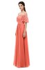 ColsBM Ingrid Fusion Coral Bridesmaid Dresses Half Backless Glamorous A-line Strapless Short Sleeve Pleated