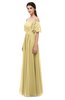 ColsBM Ingrid Gold Bridesmaid Dresses Half Backless Glamorous A-line Strapless Short Sleeve Pleated