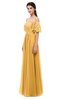 ColsBM Ingrid Golden Cream Bridesmaid Dresses Half Backless Glamorous A-line Strapless Short Sleeve Pleated