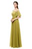 ColsBM Ingrid Golden Olive Bridesmaid Dresses Half Backless Glamorous A-line Strapless Short Sleeve Pleated