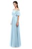 ColsBM Ingrid Ice Blue Bridesmaid Dresses Half Backless Glamorous A-line Strapless Short Sleeve Pleated